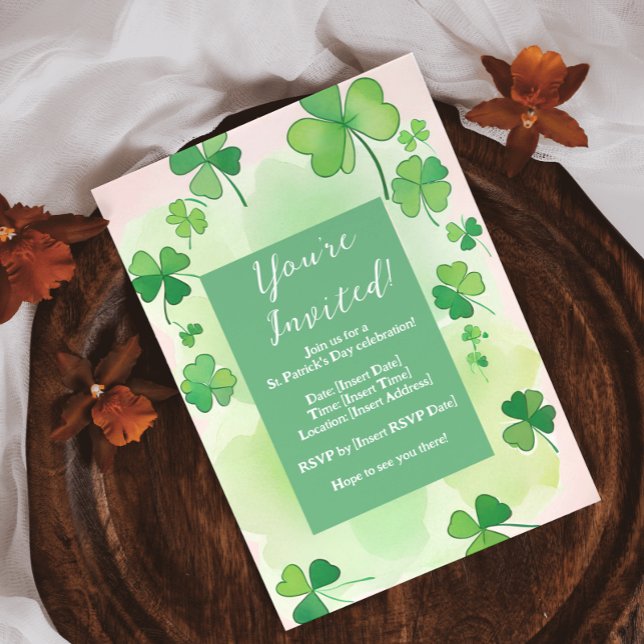 Convites Fundo de trevo Dia de São Patrício (Shamrock Background St. Patrick's Day Invitation)