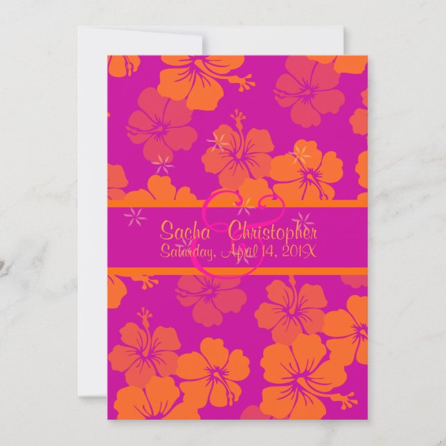 Convites Fundo do PixDezines, Tangerine Leis/hibiscus (Frente)