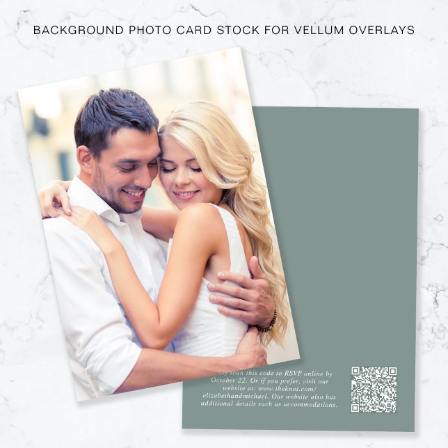 Convites Fundo do Sage do Código QR Fotográfico para Sobrep (Criador carregado)