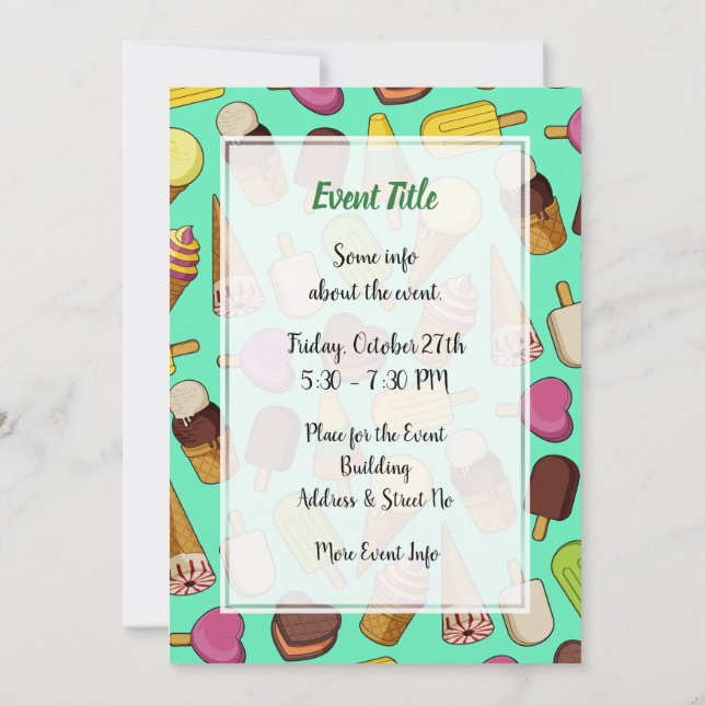 Convites Fundo do sorvete (Verso)