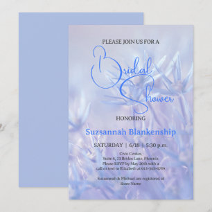 Convites Fundo Floral Azul Pastel para Chá de Noiva