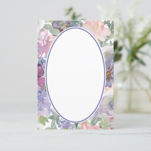 Convites Fundo floral rosa e roxo em branco para casamento
