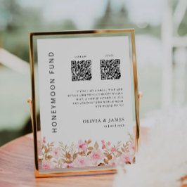 Convites Fundo Honeymoon QR Code Rosa, Casamento