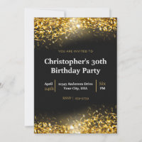 Fundo negro de Confetti Dourado Elegante | Anivers