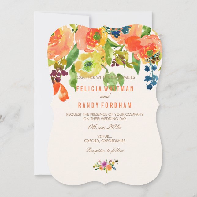 Convites Fundo PixDezines Coral Ranunculus/DIY (Verso)