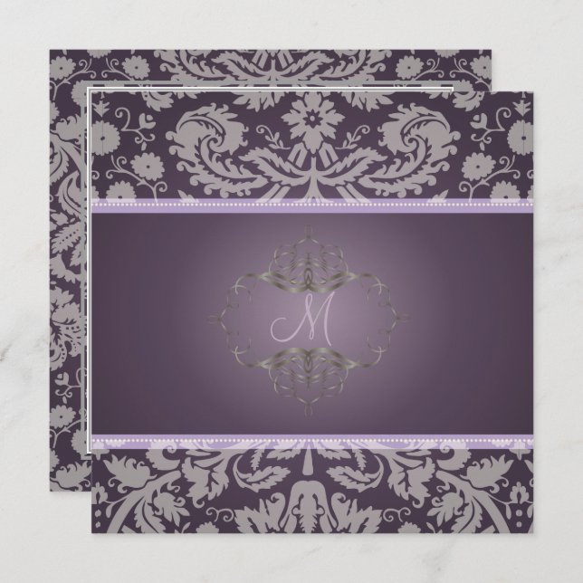 Convites Fundo PixDezines DESIREE DAMASK/DIY (Frente/Verso)