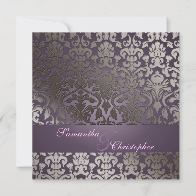 Convites Fundo PixDezines flora damask/diy (Frente)