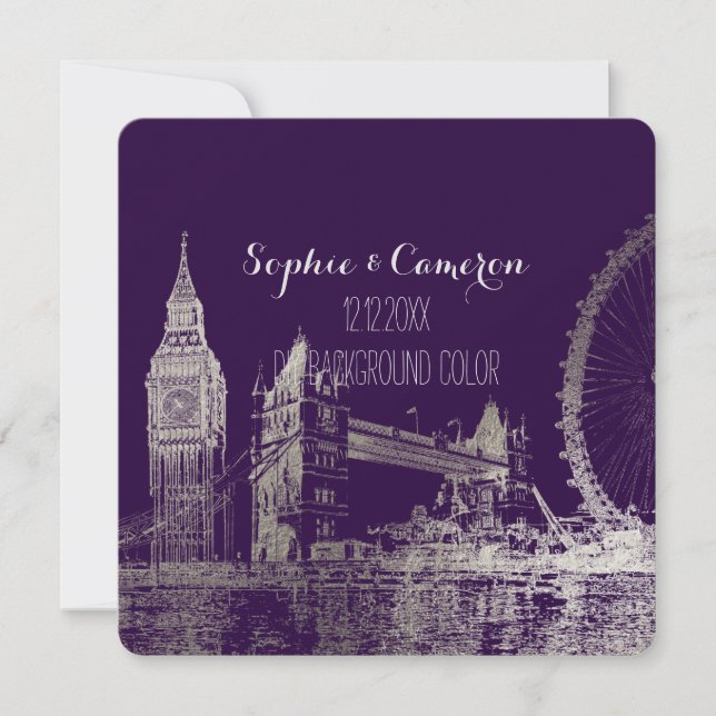 Convites Fundo PixDezines London/Faux Silver Foil/DIY (Frente)