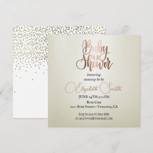 Convites Fundo prateado, confetes, chá de bebê