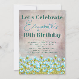 Convites Fundo Russo das Flores de Aquarela Azul