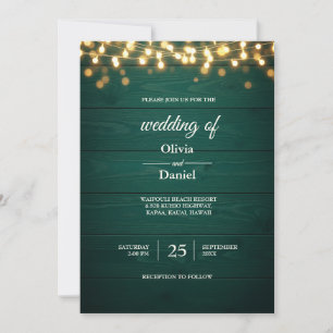 Convites Fundo Rustic Teal Wood Invitation