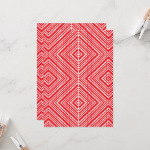 Convites fundo vermelho e branco com padrão de diamante