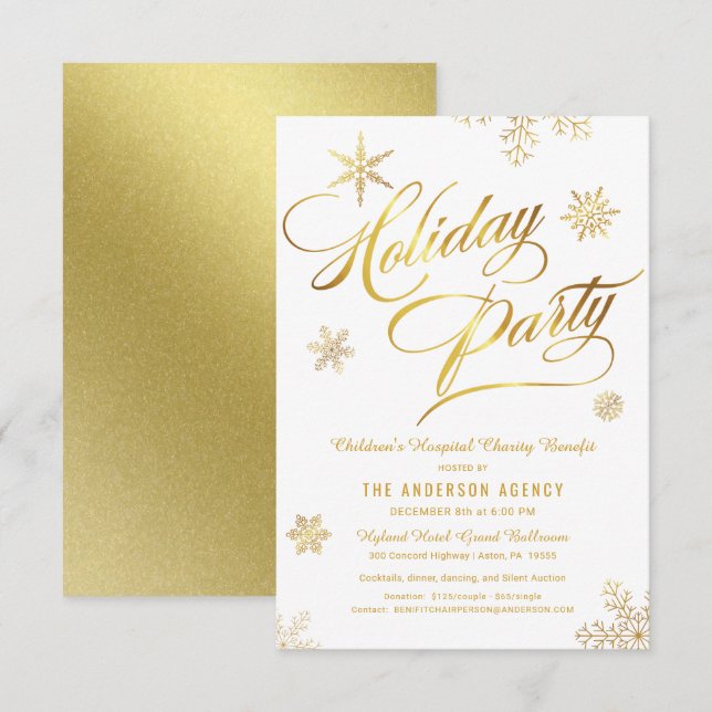 Convites Fundraiser de Benefícios de Feriado Corporativo (Frente/Verso)