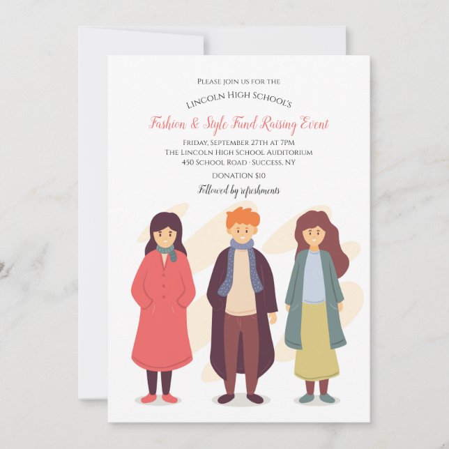 Convites Fundraiser do School Fashion Show (Frente)