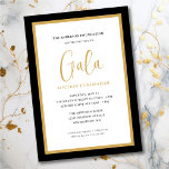 Convites Fundraiser Gala Corporativo de Script Elegante<br><div class="desc">Este elegante roteiro de Leilão Gala e convite do Fundraiser apresenta um sofisticado design oferece texto de roteiro e borda negra e dourada.</div>