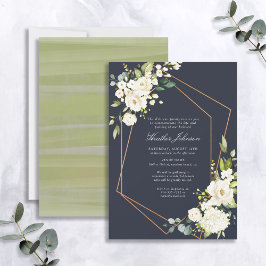 Convites Funeral Azul Branco Floral Cobre Geométrico