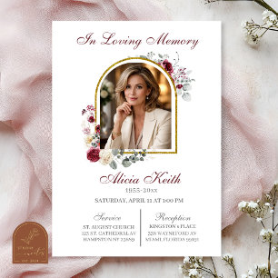 Convites Funeral Blush e Burgundy com foto