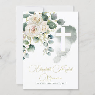 Convites Funeral Christian Elegant Rosa Floral