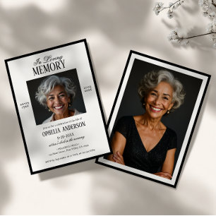 Convites Funeral de 2 Fotografias Preto e Branco Moderno El