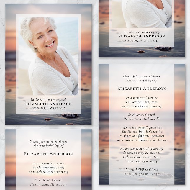 Convites Funeral de Fotografia do Sunset Ocean (Criador carregado)