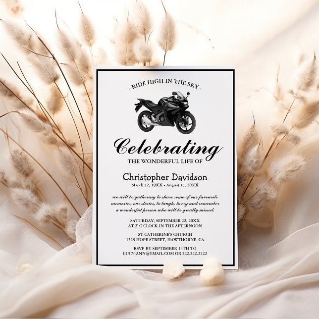 Convites Funeral de Moto | Celebração de Vida Simpatia (Criador carregado)
