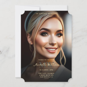 Convites funeral do Memorial em Preto Elegante da Memória