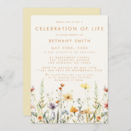 Convites Funeral do Serviço Memorial Rustic Wildflower