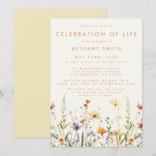 Convites Funeral do Serviço Memorial Rustic Wildflower