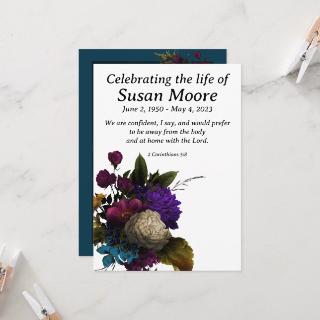 Convites Funeral Floral Escuro (Frente/Verso In Situ)