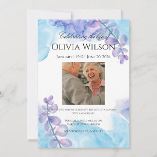 Convites Funeral Invitation Template – Blue & Purple