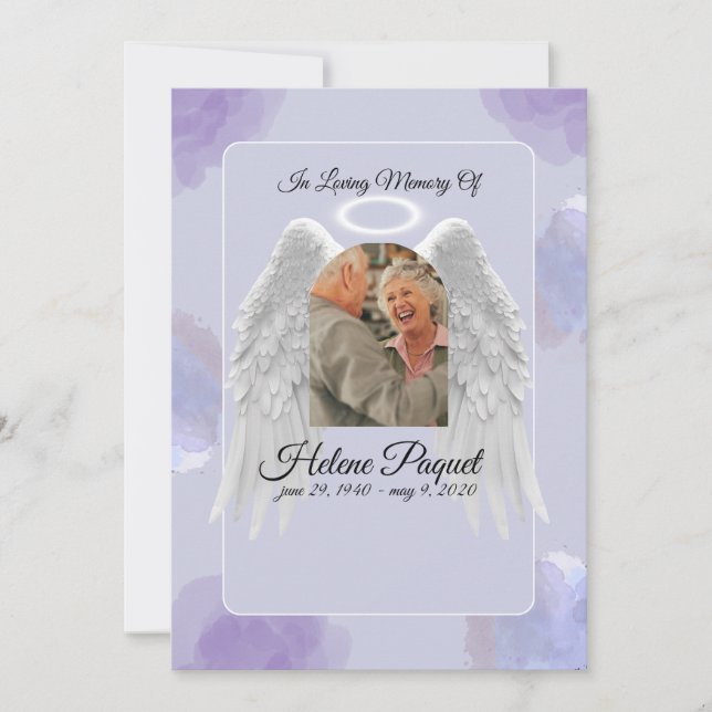 Convites Funeral Memorial Design Template – Angel Wings  (Frente)