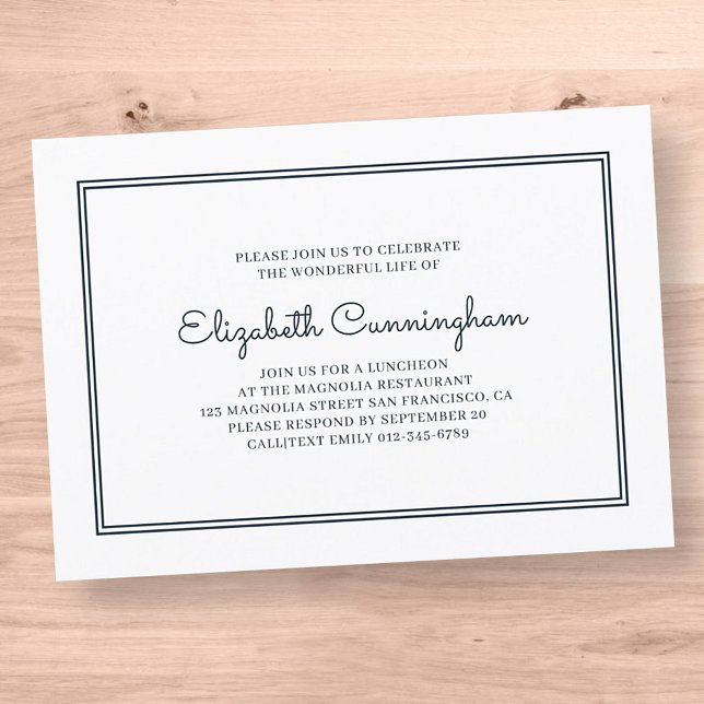 Convites Funeral Memorial Moderno e Simples Elegante (Criador carregado)