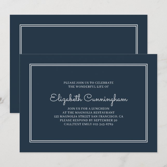 Convites Funeral Memorial Moderno e Simples Elegante (Frente/Verso)