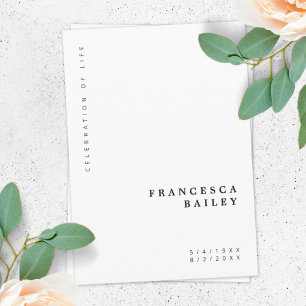 Convites Funeral Minimalista Celebração da vida simples