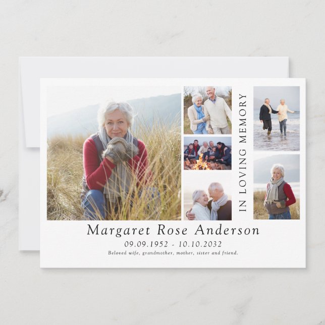 Convites Funeral Minimalista de 6 Fotografias - Valeu (Frente)