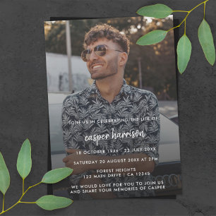 Convites Funeral Moderno Celebração da Foto da Vida