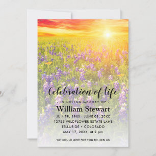 Convites Funeral Moderno Celebração de Life Wildflower