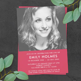 Convites Funeral Moderno | Celebração rosa da vida