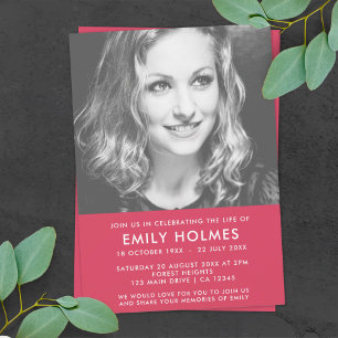 Convites Funeral Moderno   Celebração rosa da vida