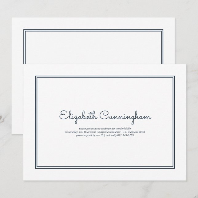 Convites Funeral Moderno e Simples Elegante Memorial (Frente/Verso)