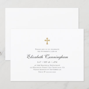 Convites Funeral Moderno Simple Faux Cruz Dourada