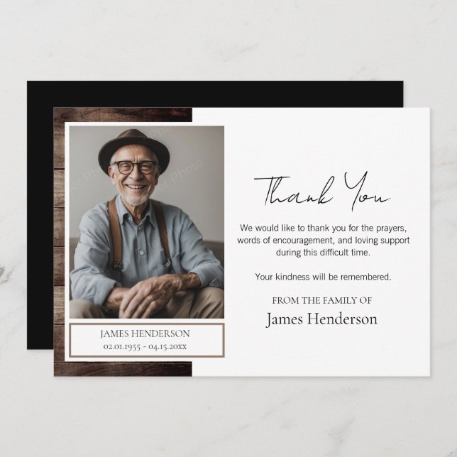 Convites Funeral Obrigado Foto (Frente/Verso)