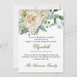 Convites Funeral Obrigado Foto Elegante Folhagem de Rosa