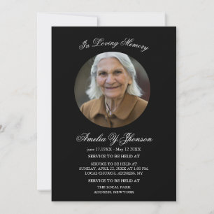 Convites Funeral Preto e Branco Em Memória Afetuosa, Funera