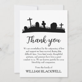 Convites funeral preto e branco, obrigado cartas
