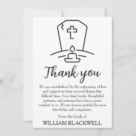 Convites funeral preto e branco, obrigado cartas