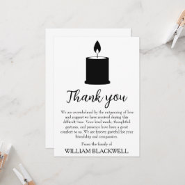Convites funeral preto e branco, obrigado cartas