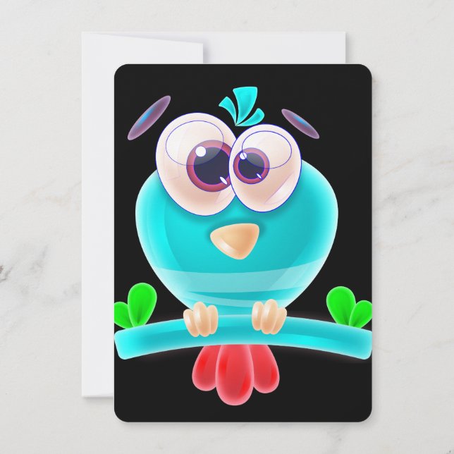 Convites Funky Birdie Party Invite Card (Verso)