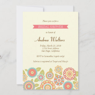 Convites Funky Boho Retro Flowers Casamento