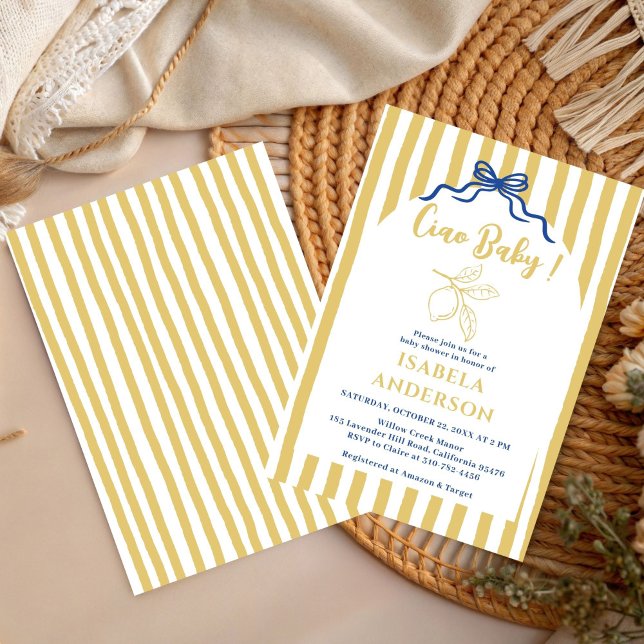 Convites Funky Ciao Baby Hand Drawn Italian Baby Shower  (Criador carregado)